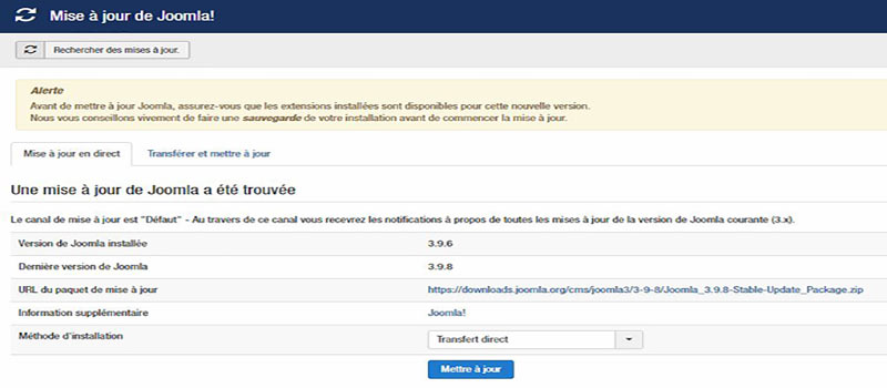 mise à jour Joomla!